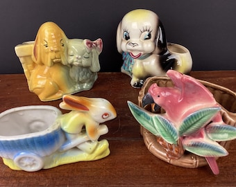 Your Choice- 1950s Small Ceramic Animal Planters