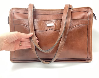 Vintage Leather Bag, Briefcase Portfolio Style Bag