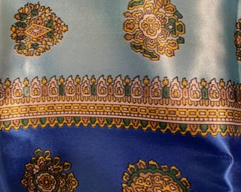Royal and Sky Blue with Gold Medallion Print