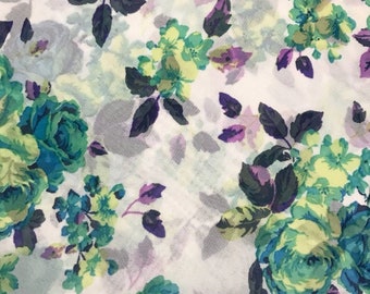 Rose floral print chiffon wild rag.