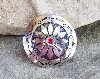Silver Scarf Slide with Stone Filled Flower Center