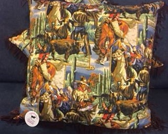 Cowboy Scene Pillow