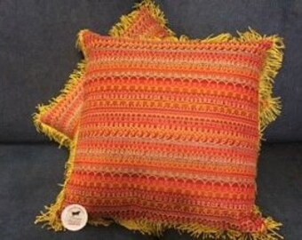 Rust and Gold Pillow with Loop Stitching