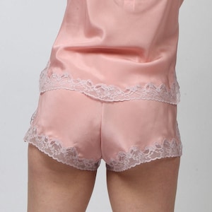 Blush Pink French Knickers, Silk Panties, Pink Panties, Burlesque Style Knickers, Crepe De Chine Lingerie, Silk Undergarment, Lace Trim