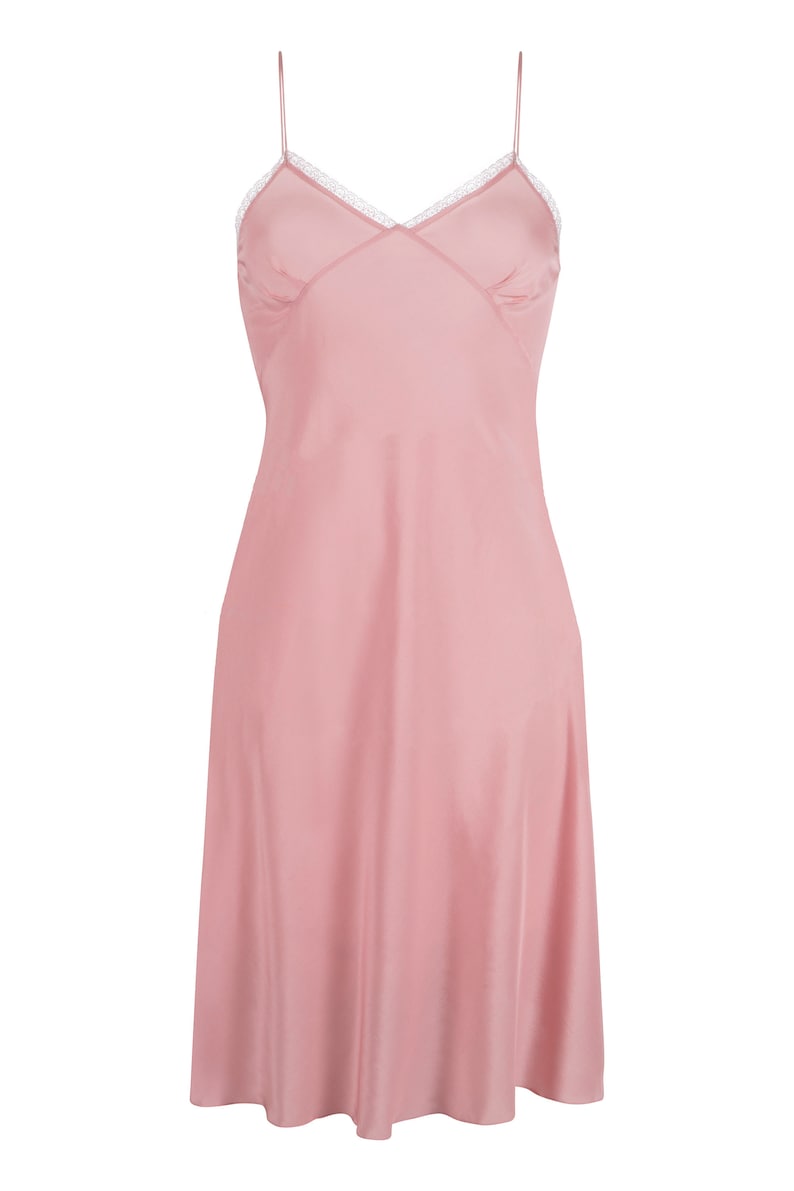 Blush Pink Slipdress, Silk and Lace Slip, Silk Petticoat, Silk