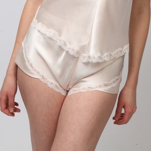 Palest Pink French Knickers, Silk Panties, Pink Panties, Burlesque Style Knickers, Silk Lingerie, Silk Undergarment, Lace Trim