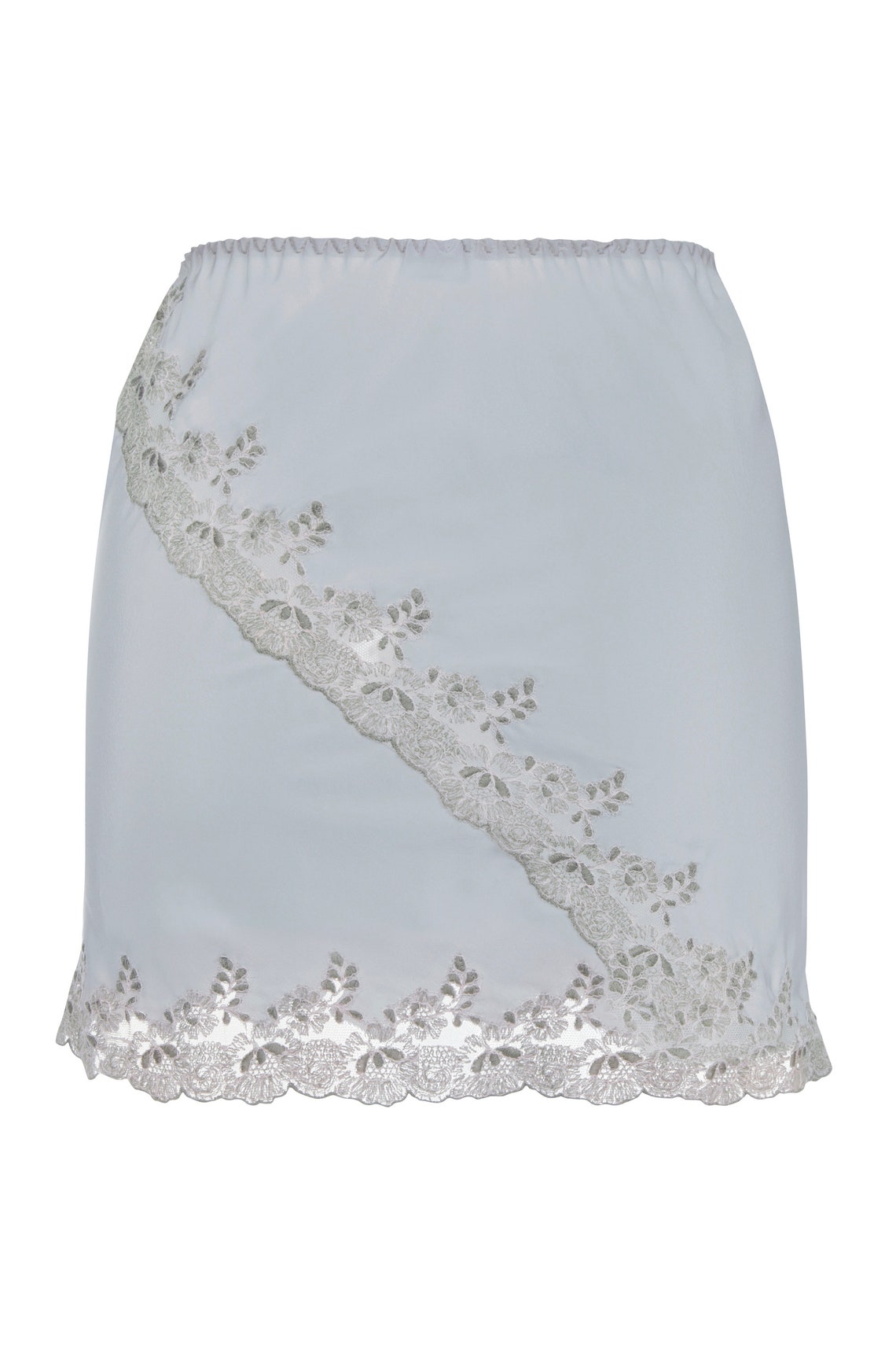 Silver Grey Silk Half Slip Skirt, Silk Slip, Grey Petticoat, Silk