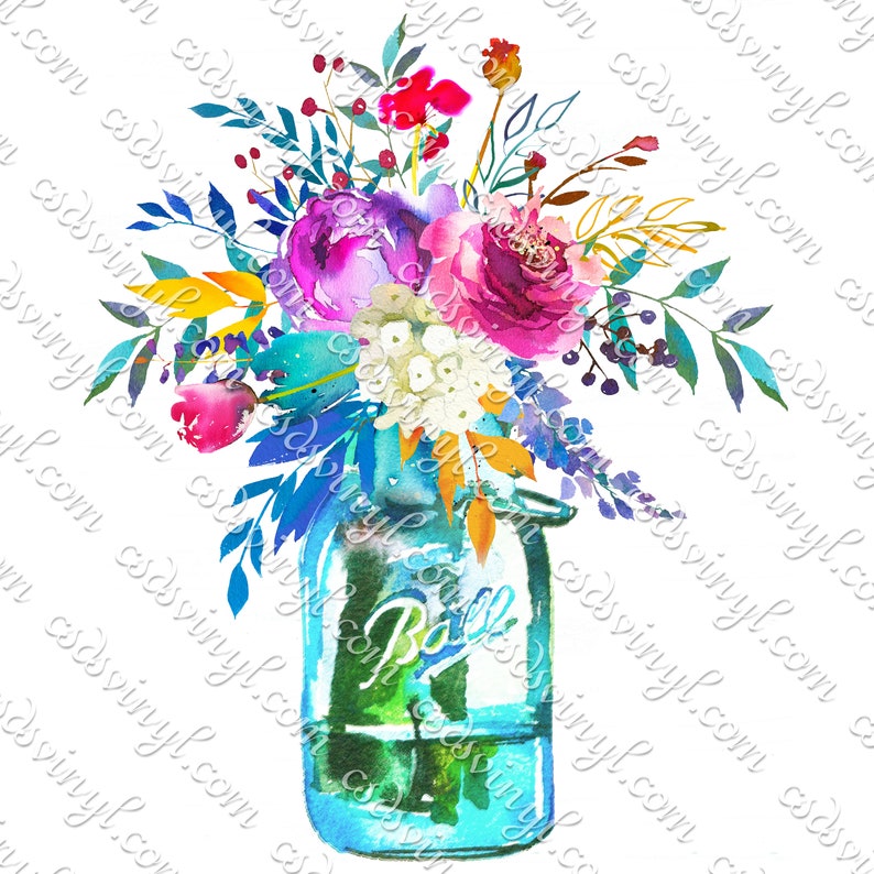 Mason Jar Sublimation Transfer Ready to Press Flower Vase Etsy