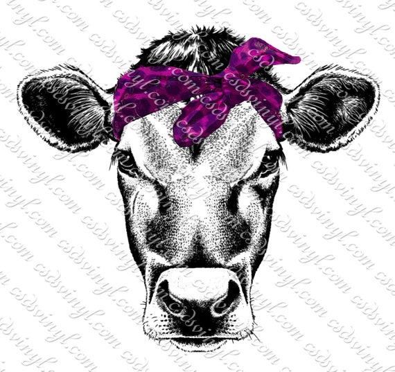 Download Free Purple Bandana Cow Head Sublimation Transfer Cow Head Etsy SVG Cut Files