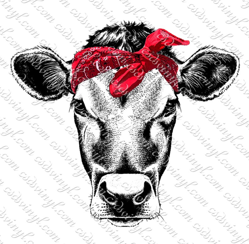 Red Bandana Cow Head Sublimation Transfer Cow Head Transfer Etsy