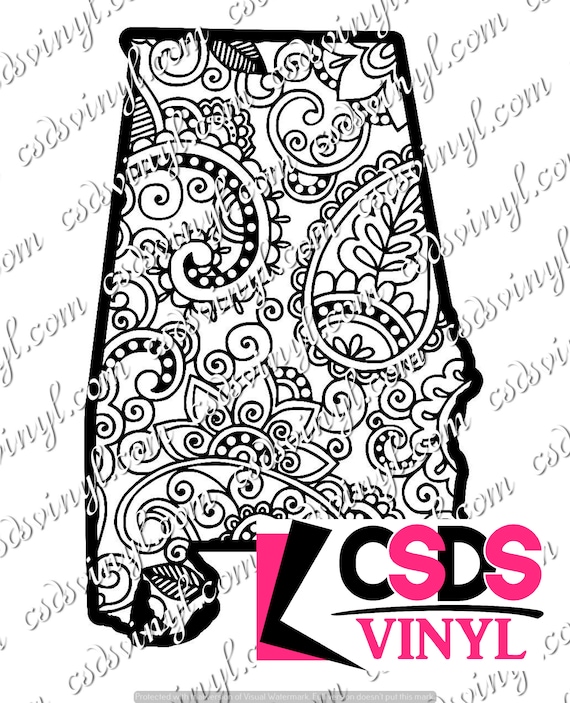 Download Paisley Alabama Cut File SVG File PNG Decal Cut File | Etsy