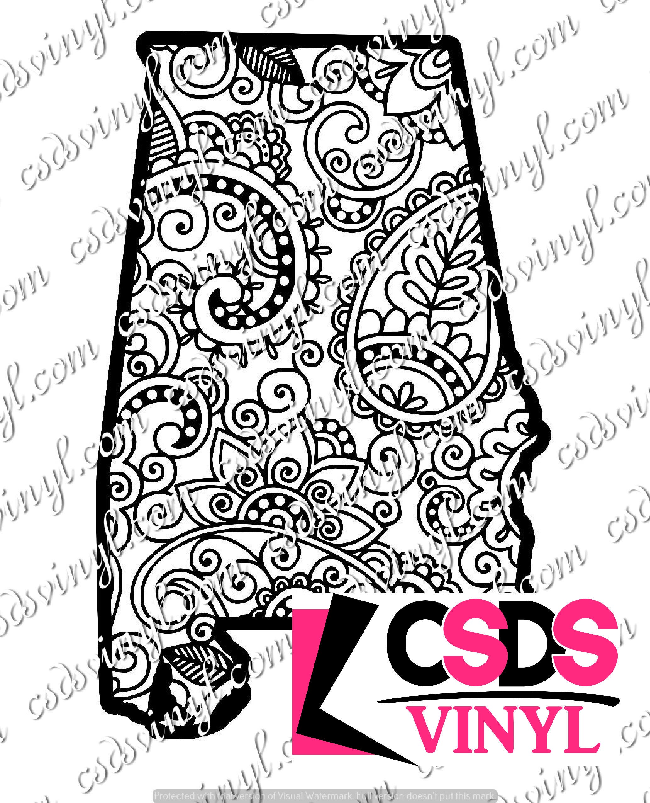 Download Paisley Alabama Cut File SVG File PNG Decal Cut File | Etsy