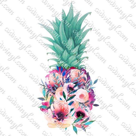 Download Watercolor Pineapple Transfer Floral Pineapple Sublimation Etsy