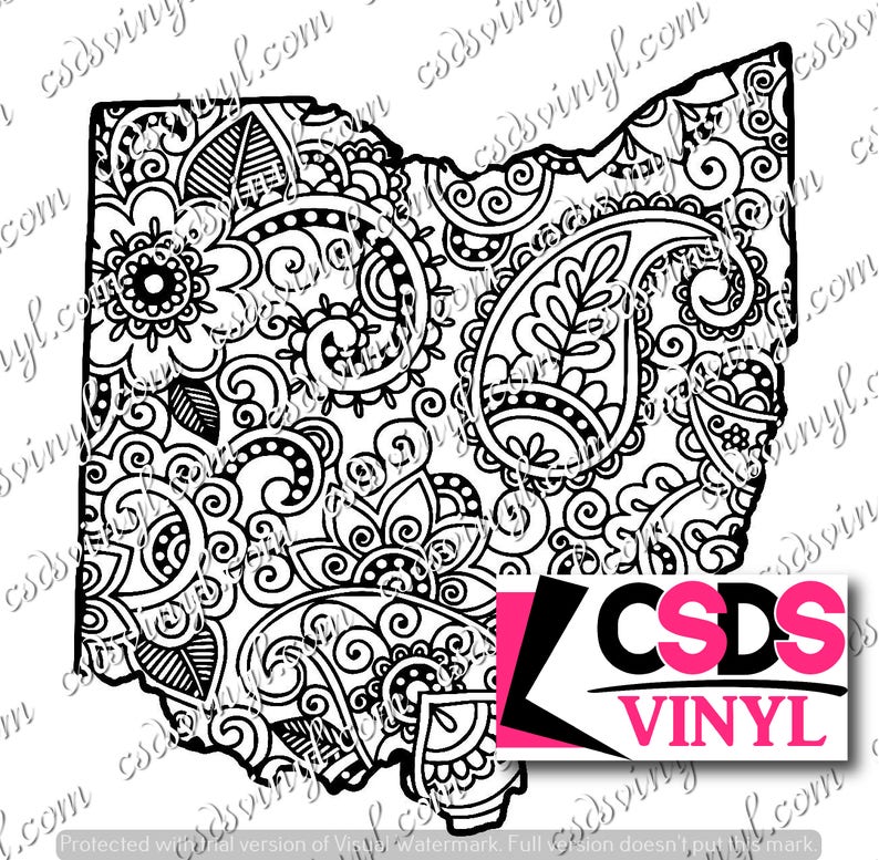 Download Paisley Ohio Cut File SVG File PNG Decal Cut File Ohio | Etsy