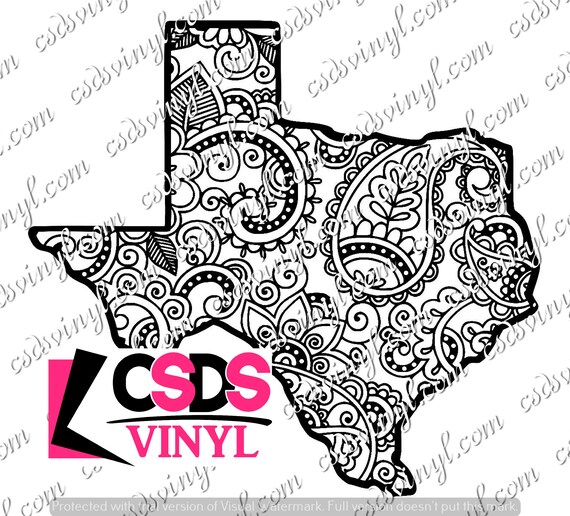 Download Paisley Texas Cut File Studio File Svg File Png File Etsy