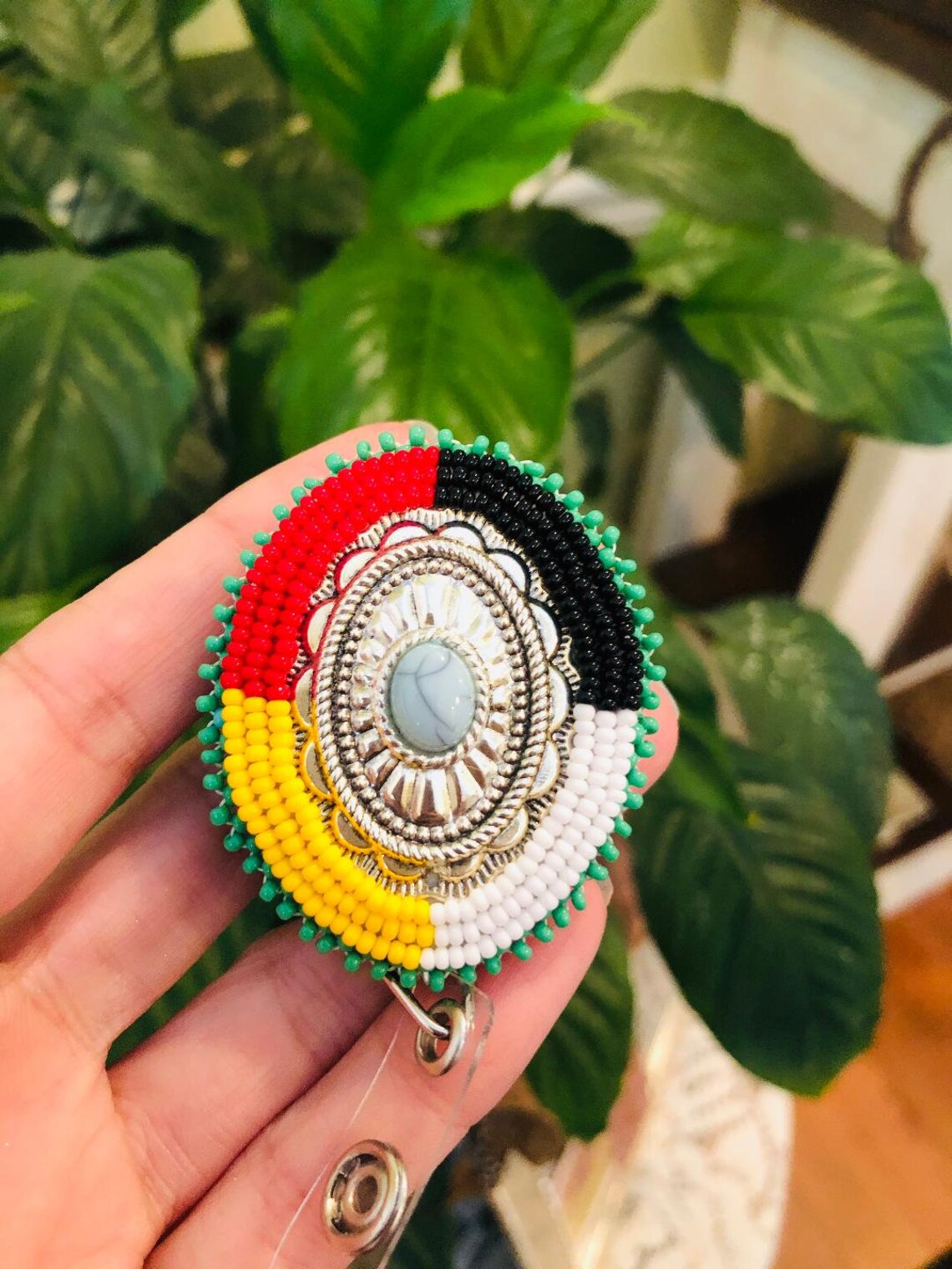 Native Beaded/ Badge Reel/ Native Colors Etsy