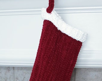 Crochet PATTERN: Classy Velvety Traditional Christmas Stocking