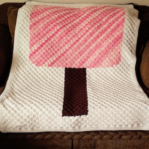 Crochet PATTERN: Cherry Blossom Flowering Tree Corner to Corner (C2C) Spring Afghan Throw Blanket Graphgan