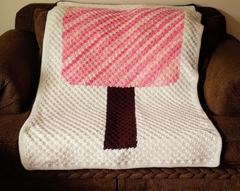 Crochet PATTERN: Cherry Blossom Flowering Tree Corner to Corner (C2C) Spring Afghan Throw Blanket Graphgan