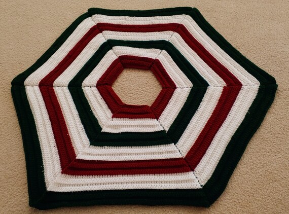 Crochet PATTERN: Christmas-Sweater Striped Hexagon Tree Skirt