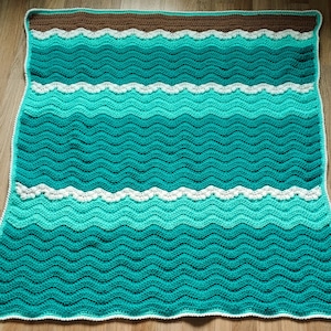 SCHEMA all&#39;uncinetto: coperta per bambini piccoli, afgano, con onde schiumose, per spiaggia estiva e surf