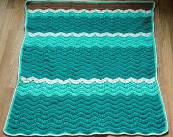 Crochet PATTERN: Foamy Waves Summer Beach Surf Baby Toddler Nursery Blanket Afghan