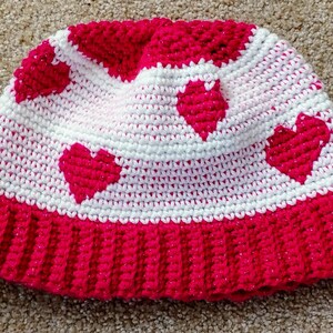 Crochet PATTERN: Sparkly Sweetheart Valentine&#39;s Day Winter Hat