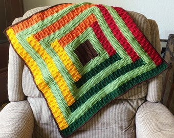 Crochet PATTERN: Four Seasons Log Cabin Baby Blanket - Fall Autumn Leaves Version