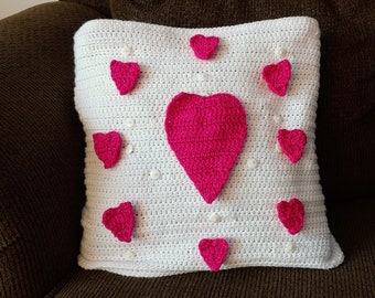 Crochet PATTERN: Heart Appliqué in 2 Sizes for Valentine's Day -- Year-Round Pillow Series