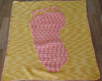 Crochet PATTERN: Baby Toddler Foot Footprint Textured Blanket