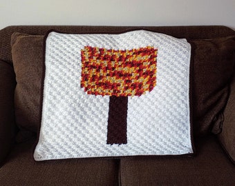 MODELLO all'uncinetto: Coperta per bambini con foglie autunnali, da angolo ad angolo (C2C) Graphgan