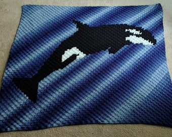 Crochet PATTERN: Orca Killer Whale Ocean Blanket