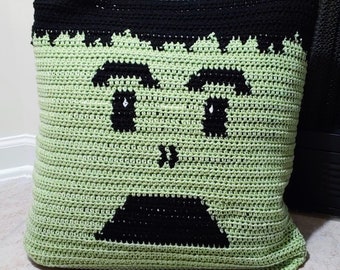 Crochet PATTERN: Monster Halloween Throw-Pillow Cover