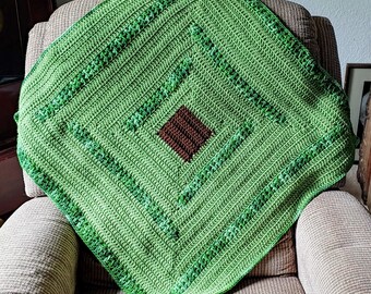 Crochet PATTERN: Four Seasons Log Cabin Baby Blanket - Summer Grass and Trees Version