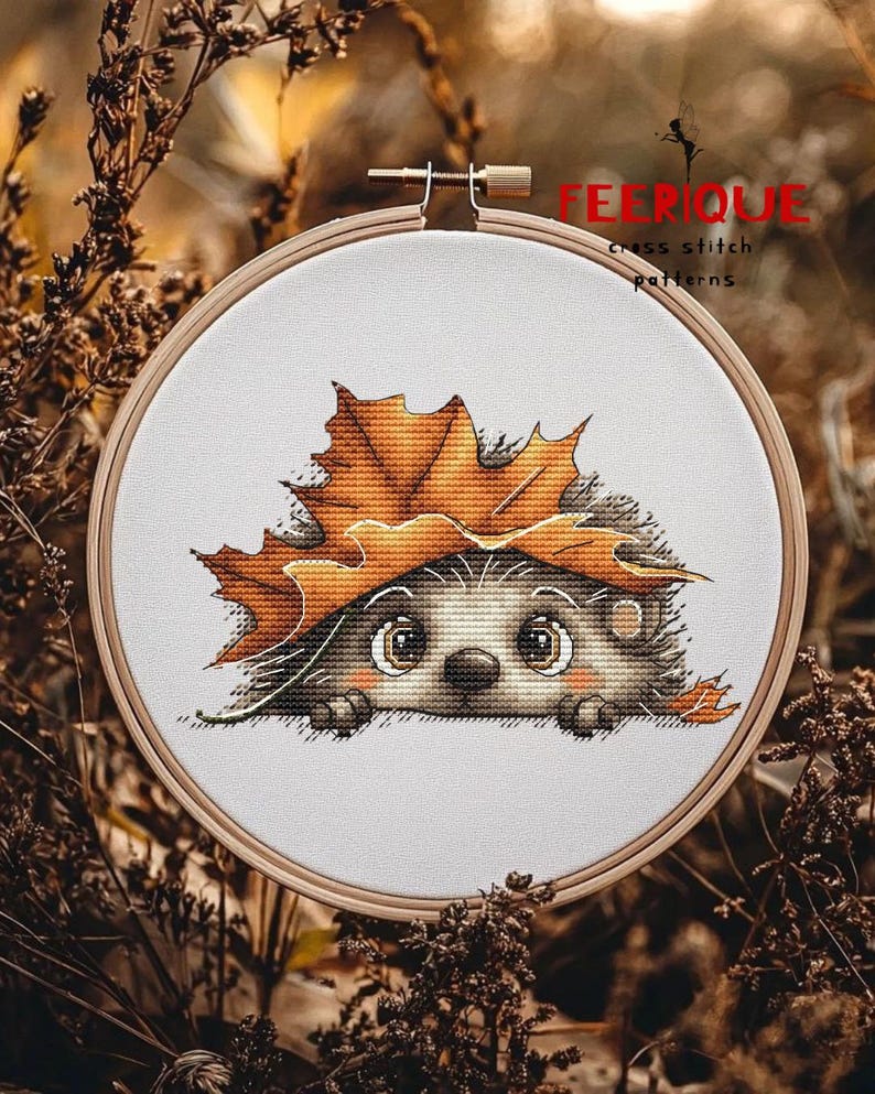 Hello Autumn Cross Stitch Pattern – Cute Hedgehog Fall Embroidery PDF ...