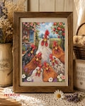 Chicken Family Cross Stitch Pattern, Farmhouse Hen Embroidery Design, Rustic Rooster Chart, Country Cottage