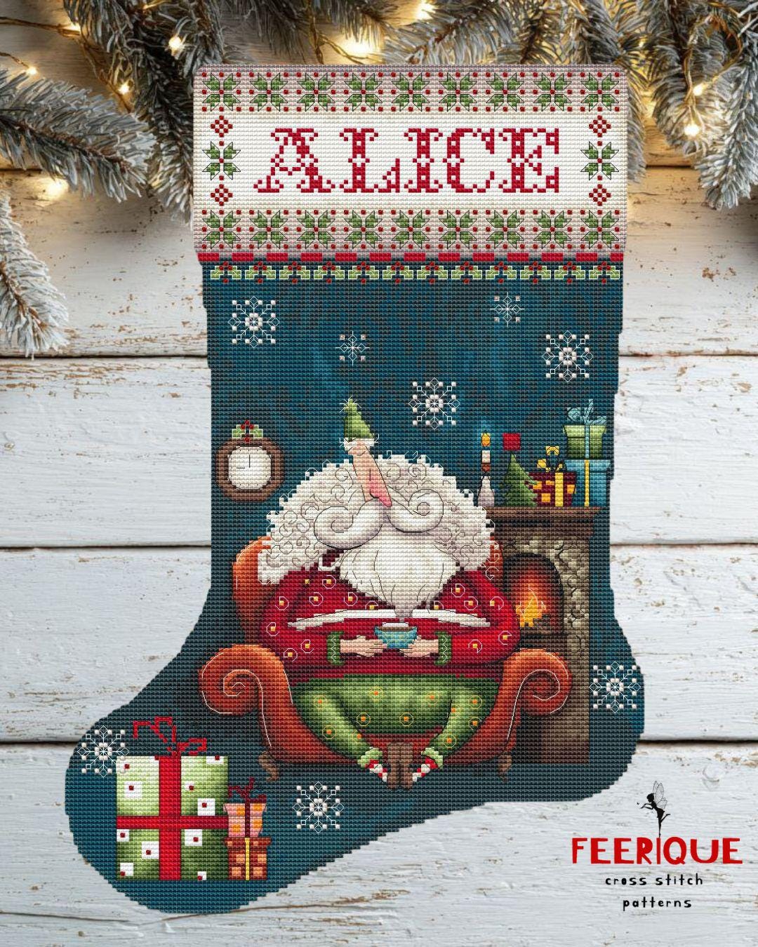 Christmas Stocking Cross Stitch Kit “santa’s Cozy Evening — free download
