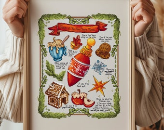 Patrón de punto de cruz navideño festivo: regalos de ramas de árboles de Navidad, PDF digital, Una poción de alegría de Año Nuevo, Saga, arte del bordado, magia