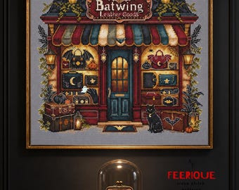 Witch Cross Stitch Kit, Handbags for Real Witches, Gothic Halloween Embroidery Kit, Black Cat and Bat Needlework