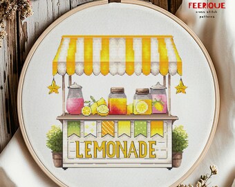 Lemonade Stand Cross Stitch Pattern: Summer Citrus DIY (PDF Pattern)