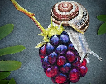 Patrón punto de cruz Berry Snail, PDF digital, patrón Saga x-stitch, esquema de bordado punto de cruz, patrón Berry, patrón digital Snail