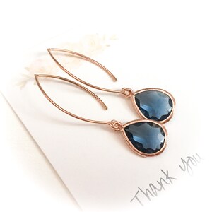 Rose Gold Earrings, Bridesmaids Navy Rose Gold Earrings, Navy Bridesmaids Gifts, Rose Gold Earring, Navy Bridesmaid Earring