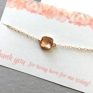 Rose Gold Bracelet, Bridesmaids Peach Bracelet, peach Blush Rose Gols Bracelet for Bridesmaids
