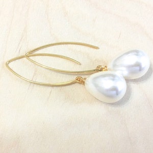 Bridesmaids Pearl Earrings, Pearl Earrings, Bridesmaids Gifts, Pearl Gold Earring, Bridesmaid Earring image 2