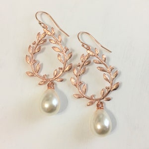 Pearl Earrings, Rose Gold Pearl Earrings, Bridesmaids Pearl Earrings, Bridesmaids Gifts