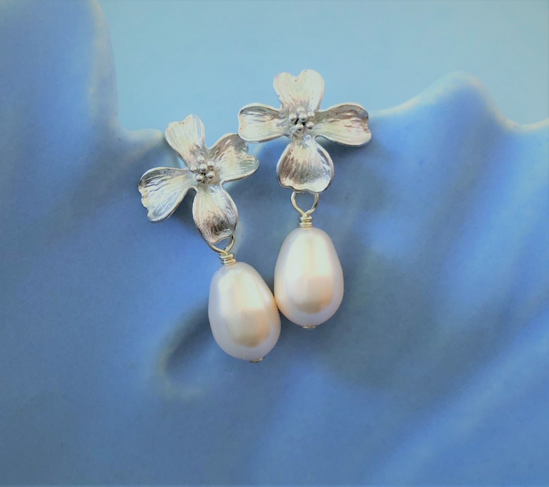 Light Blush Pearl Earrings Silver Pearl Earrings Blush Pearl - Etsy