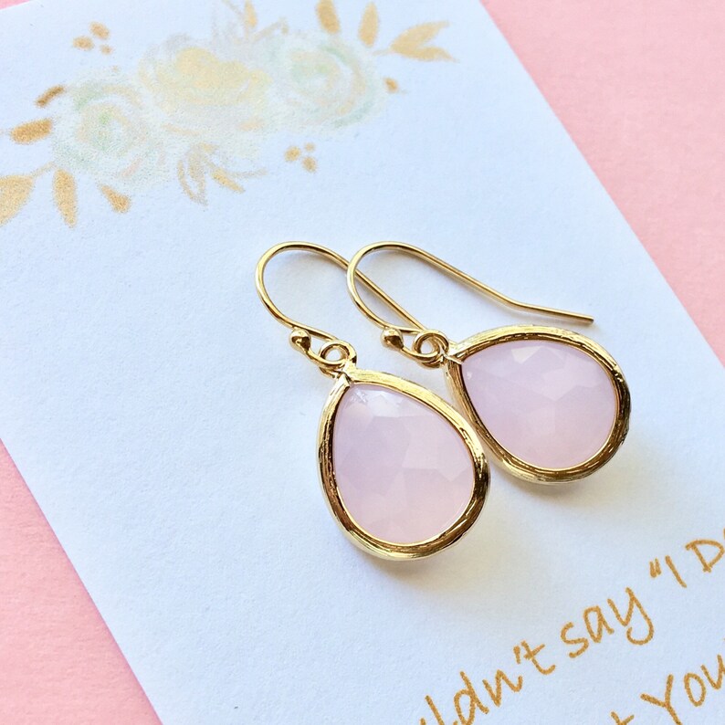 Blush Pink Earrings Pink Bridesmaids Earrings Bridesmaids Etsy