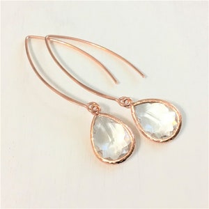 Rose Gold Earrings, Bridesmaids Rose Gold Earrings, Long Wire Earrings, Bridesmaids Gifts, Rose Gold Earring, Bridesmaid Earring