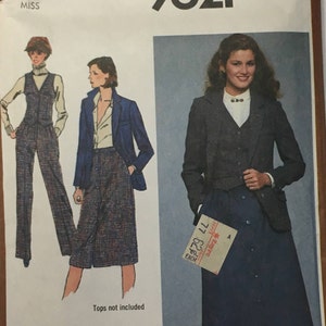 Simplicity 9621 Misses Pants, Skirt, unlined Jacket, lined Vest Vintage Patterns