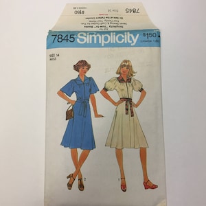 Vintage 70s Simplicity 7845 Misses Dress Sewing Pattern Complete with Instructions